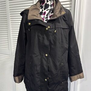 St. John's Bay Black Utility Jacket with Tan Trim